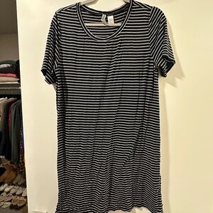 Navy and White Striped T-Shirt Dress